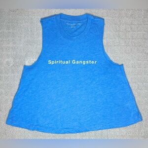 Spiritual Gangster Happiness Cropped Blue Tank Top Size XS Extra Small